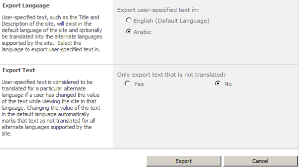 SharePoint 2010 Exporting Translation for MUI